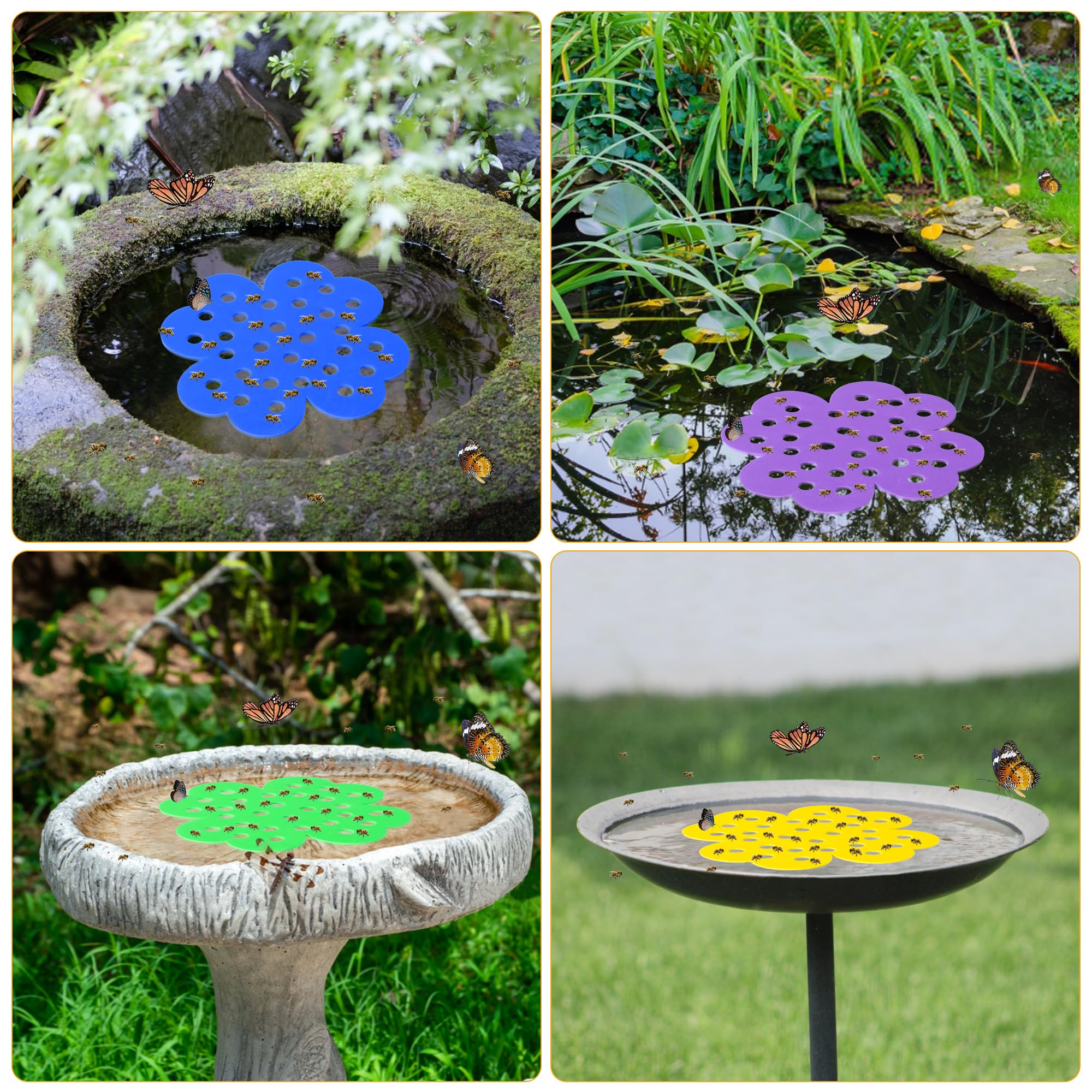 Guotwozi garden decor water station adds color and pollinator aid.