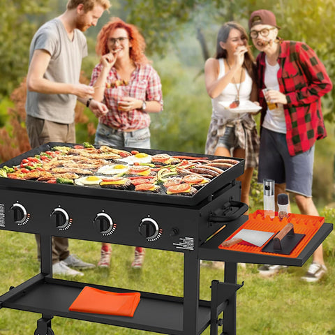GUSOYO 3-in-1 grill tool mat offers versatile storage for tongs, forks, and oil