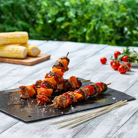 GUSTO bamboo skewers are food-safe and heat-resistant for direct contact