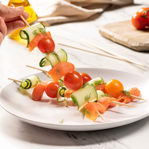 GUSTO food-grade bamboo skewers ensure safe contact with foods.