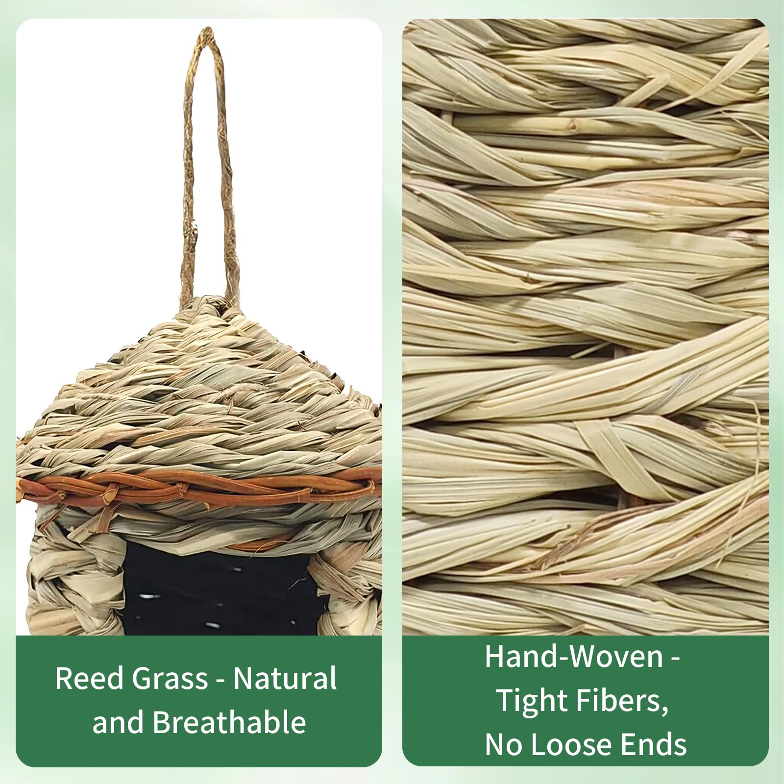 Gute Hummingbird House uses durable hemp rope for secure outdoor hanging.