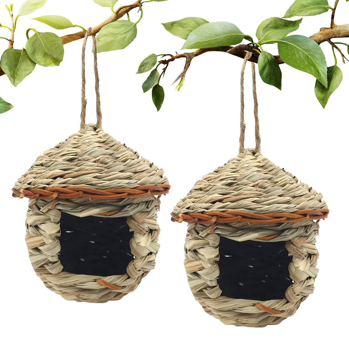 Gute Hummingbird House with grass hand-woven texture for natural outdoor nesting.