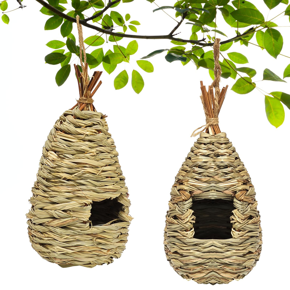 Gute hummingbird house for outdoor hanging with natural hibiscus grass material