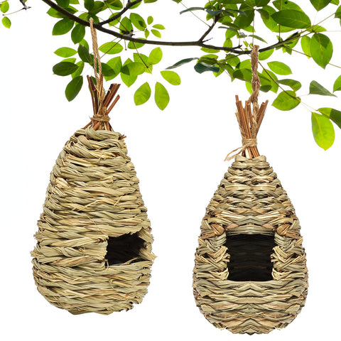 Gute hummingbird house for outdoor hanging with natural hibiscus grass material