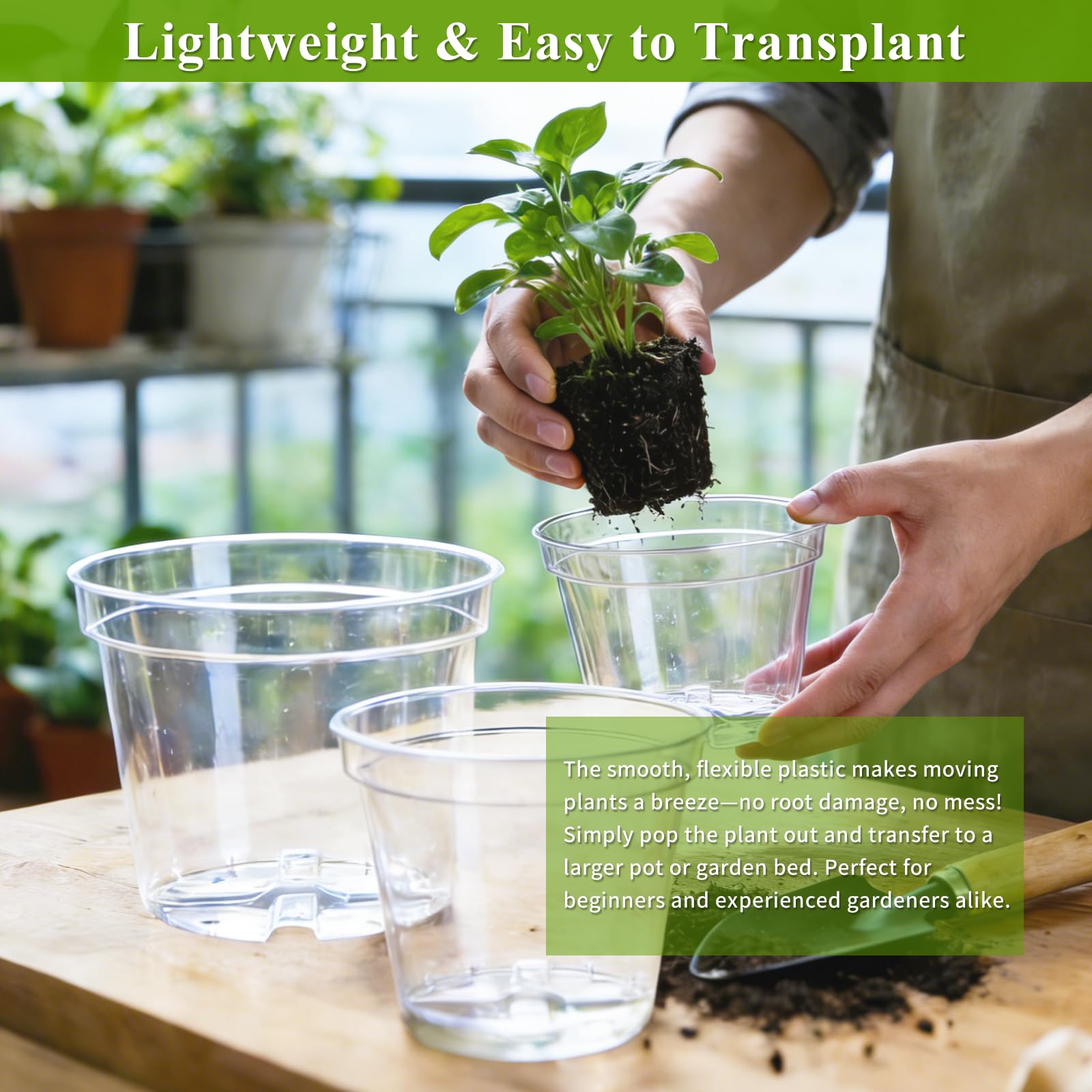 Gute durable reusable plastic pot resists cracking during transplanting
