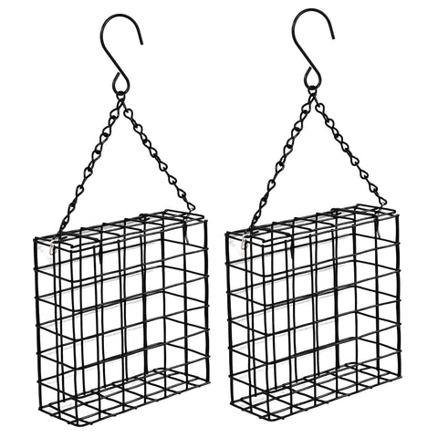 Gute Suet Feeder Two-Pack mounted on a tree branch attracts woodpeckers.