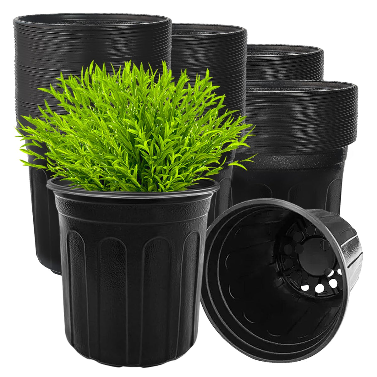 Guuozzli 1-gallon nursery pot with stackable design for space-saving storage