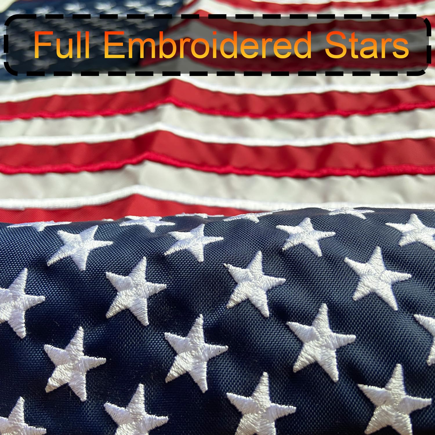 GUYSHEER American Flag with brass grommets enables easy, rust-resistant mounting.