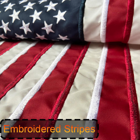 GUYSHEER American Flag shows weather-ready nylon texture for reliable outdoor performance.