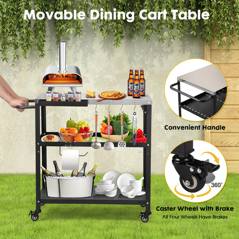 GVGBUK cart with lockable wheels ensures easy indoor-outdoor mobility and stability
