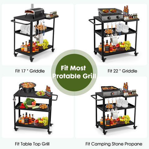 GVGBUK Outdoor Grill Cart Table top with spice caddy and paper towel holder