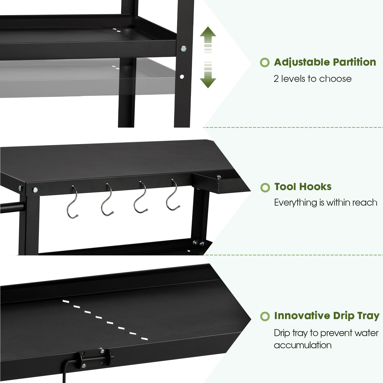 GVGBUK Outdoor Grill Cart Table four locking wheels for easy mobility
