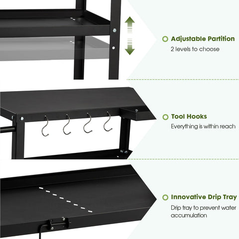 GVGBUK Outdoor Grill Cart Table four locking wheels for easy mobility