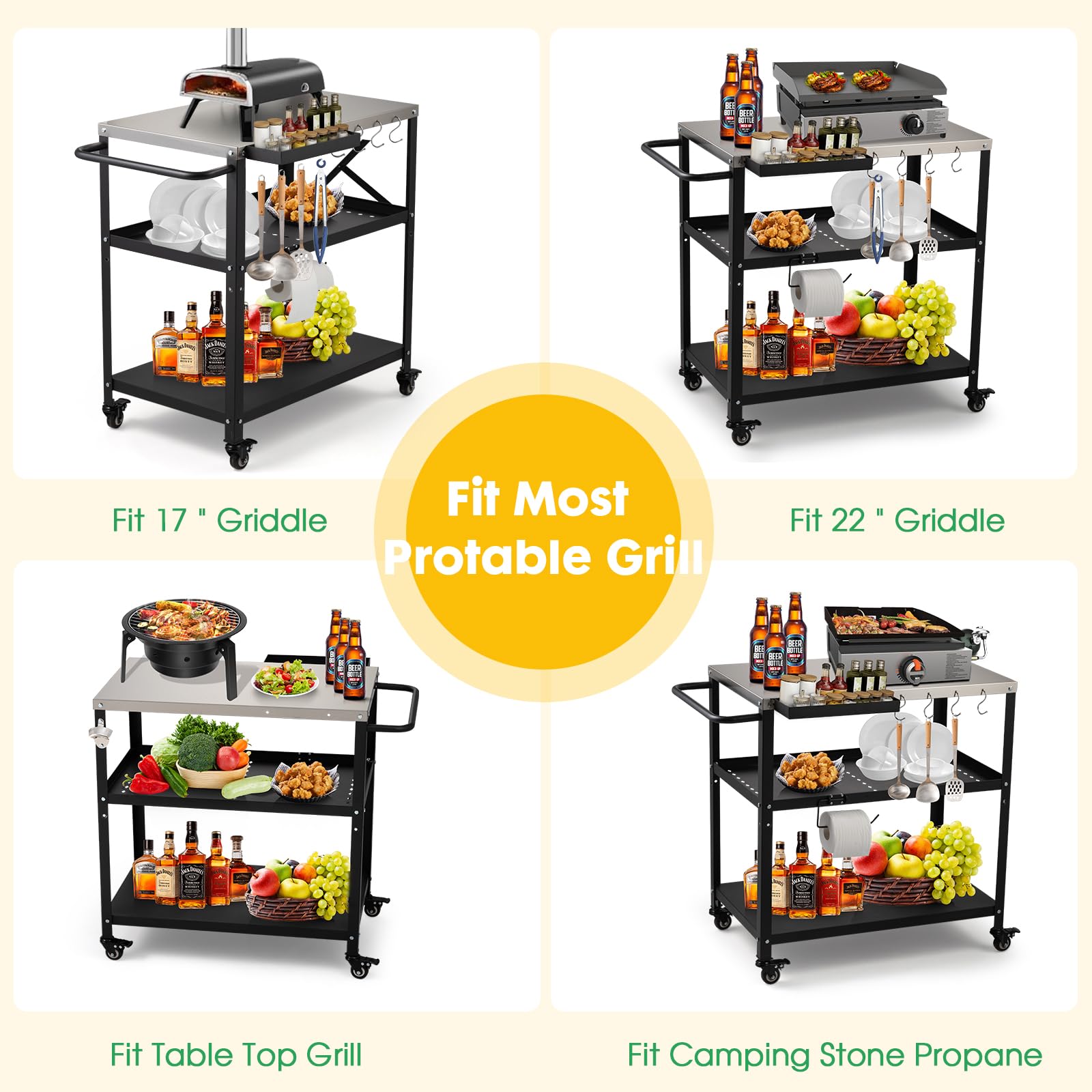 GVGBUK side handle and hooks enable quick access during outdoor meals