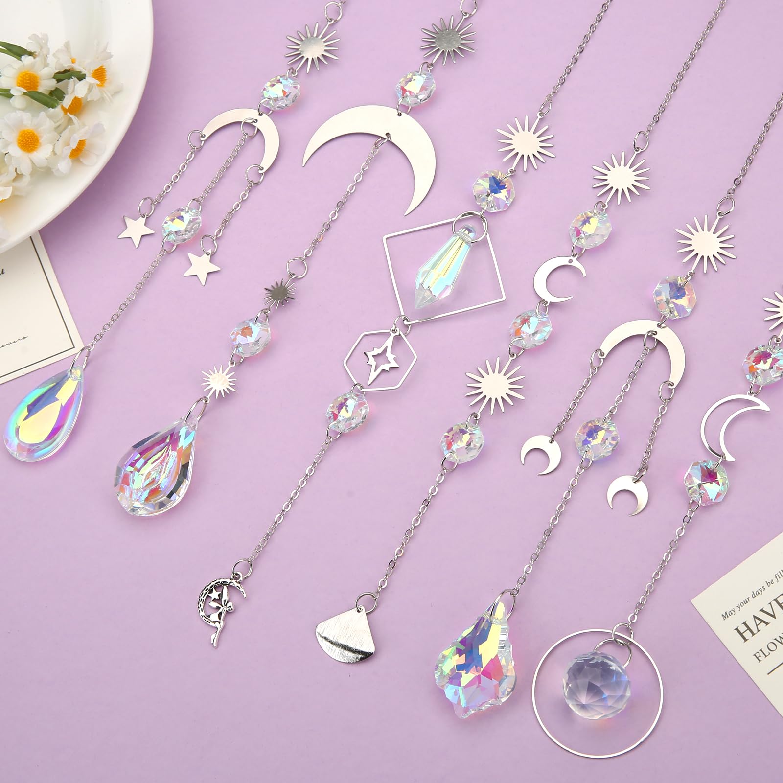 GWAHSA crystal pendants rainbow maker reflecting sunlight across walls.