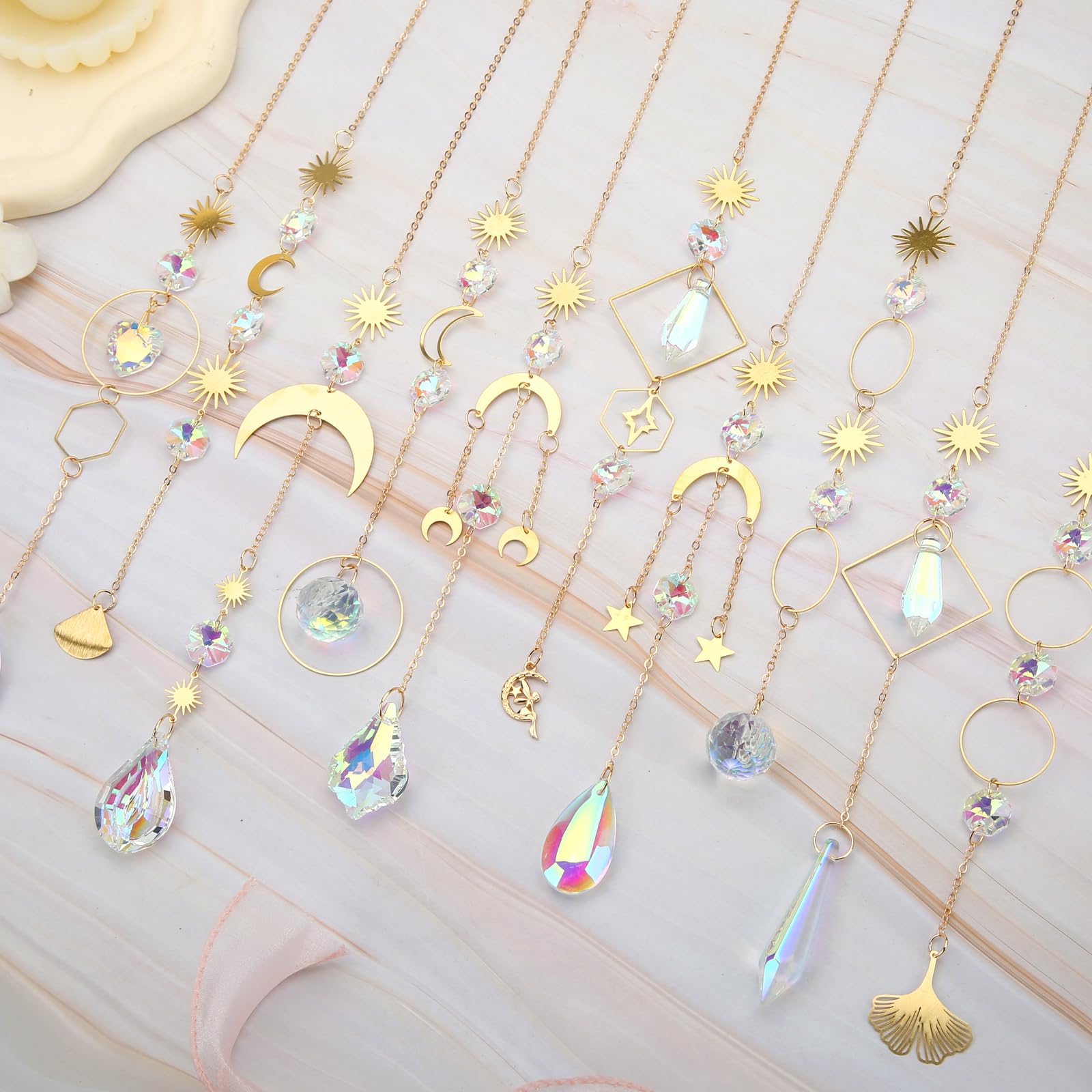 GWAHSA crystal suncatcher rainbow play casting light on walls