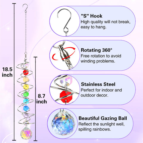 GWAHSA crystal suncatcher seven chakra beads enhances window decor with prismatic light.