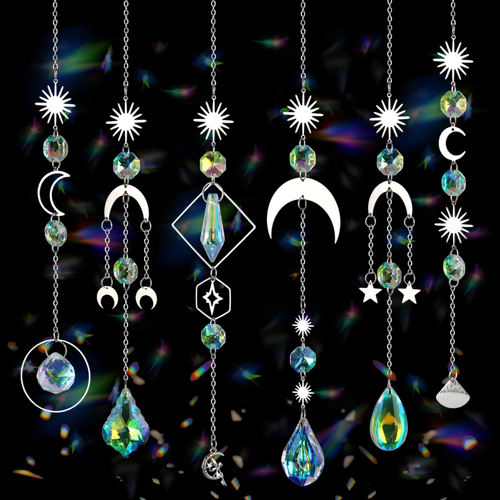 GWAHSA sun catcher 6-pack hanging crystals that brighten rooms with colorful light.