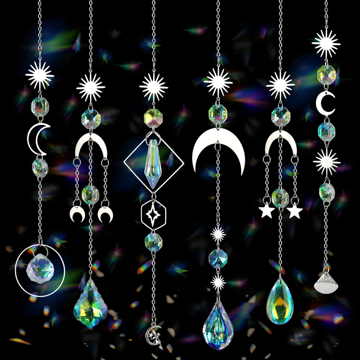 GWAHSA sun catcher 6-pack hanging crystals that brighten rooms with colorful light.