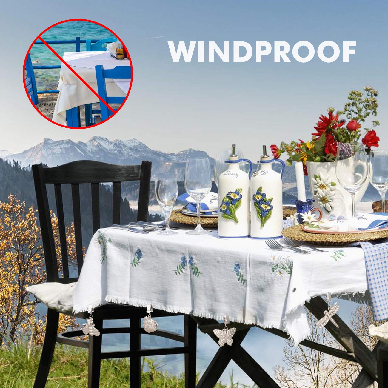 GWHOLE outdoor tablecloth weights kit for picnics and garden parties