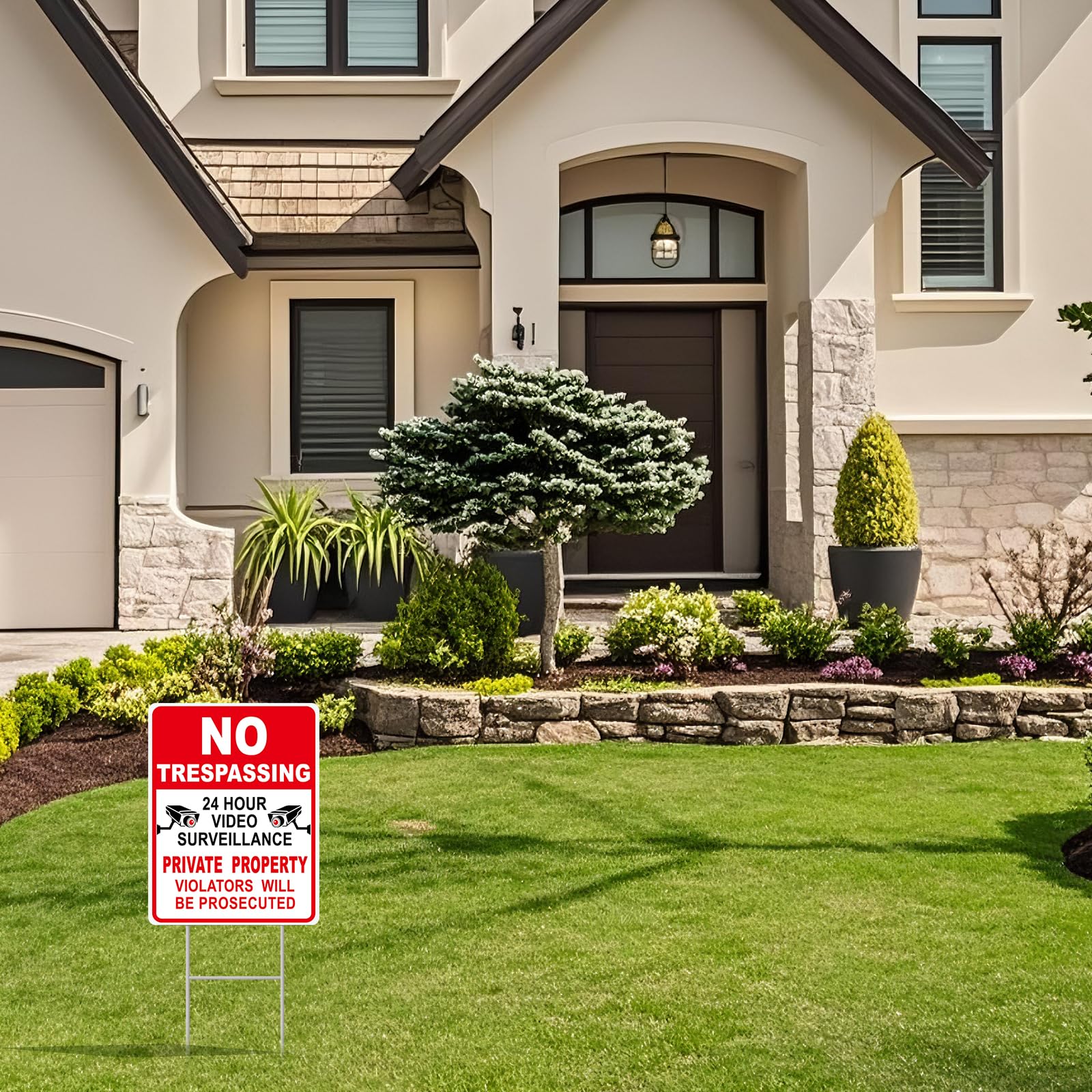 GXGGUS 24-hour video surveillance sign 13x10 enhances outdoor security awareness