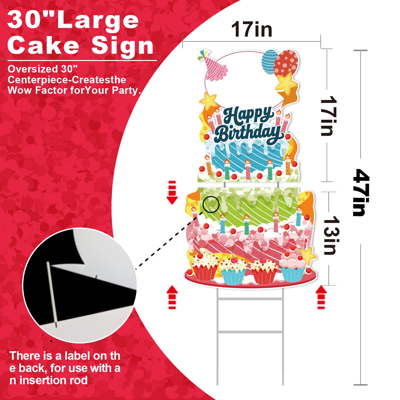 GXGGUS 47-inch yard sign centerpiece elevates outdoor birthdays both day and night