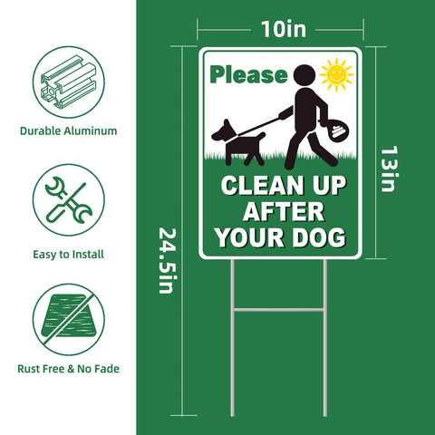 GXGGUS Clean Up After Your Dog Sign back view demonstrates double-sided clarity for awareness.