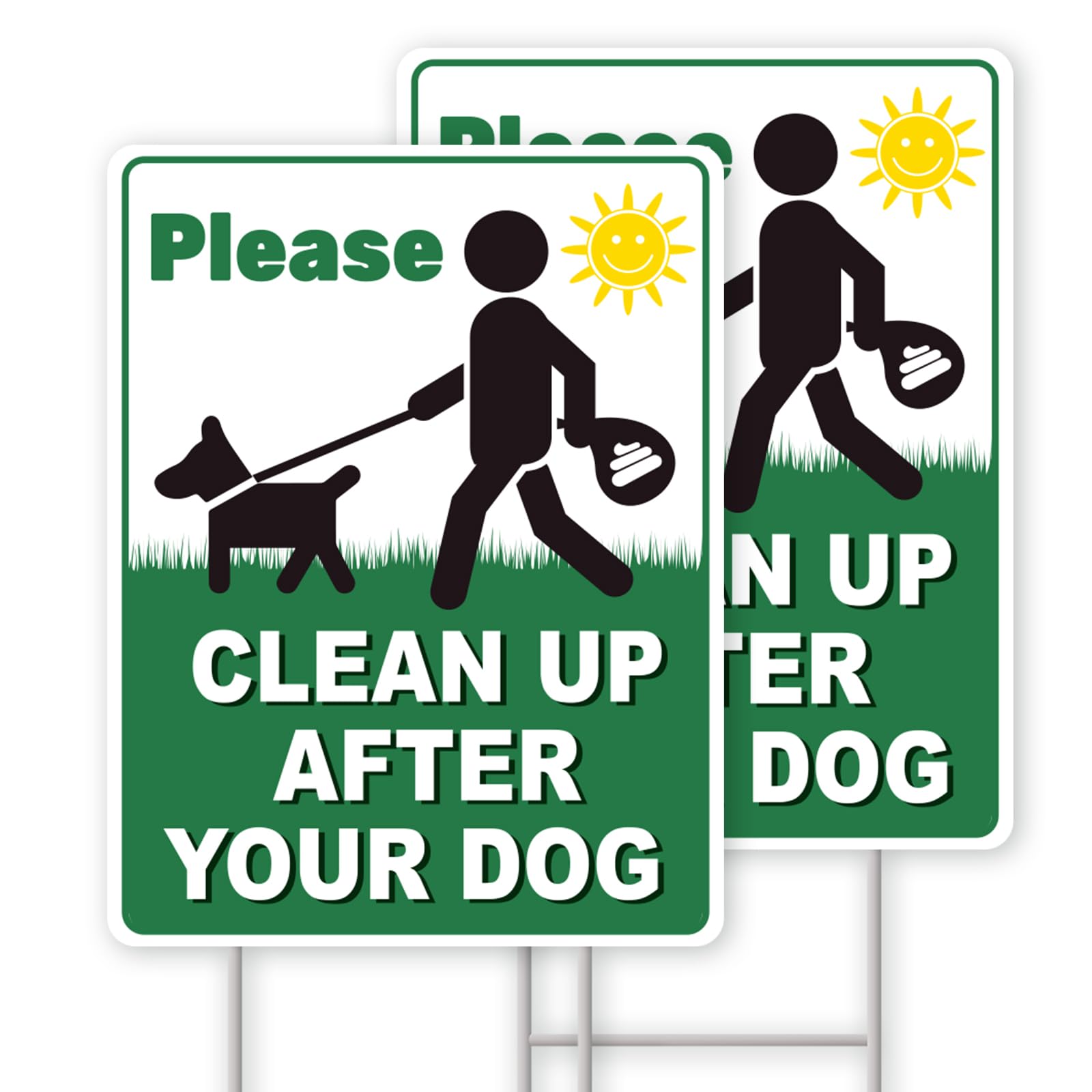 GXGGUS Clean Up After Your Dog Sign front view with high-contrast visibility.
