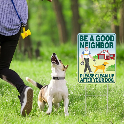 GXGGUS Clean UP After Your Dog signs back view, double-sided exposure for passersby