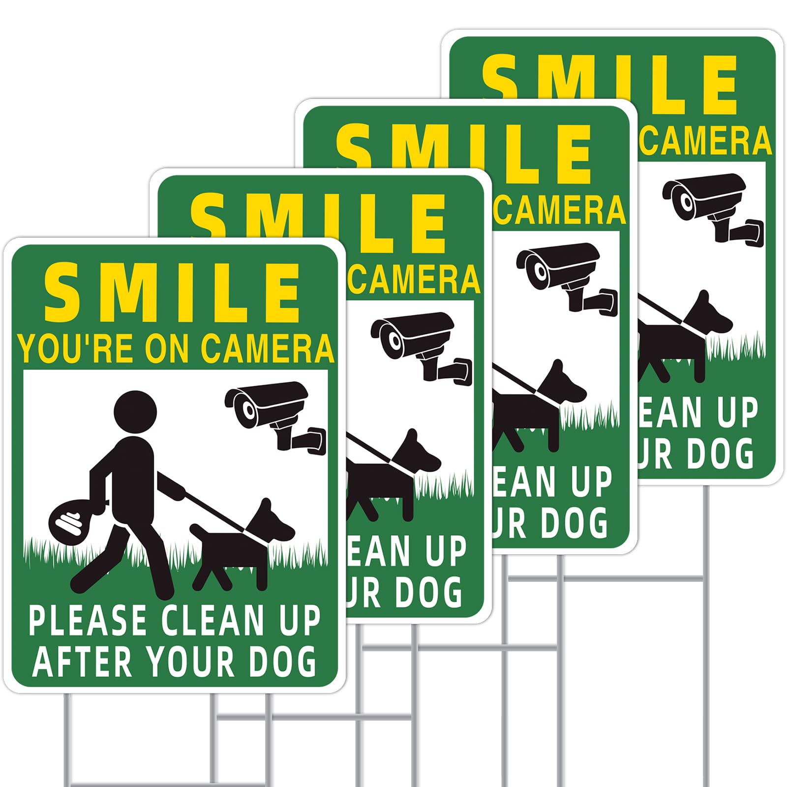 GXGGUS Clean Up After Your Dog signs front view with two-sided visibility and durable stakes.