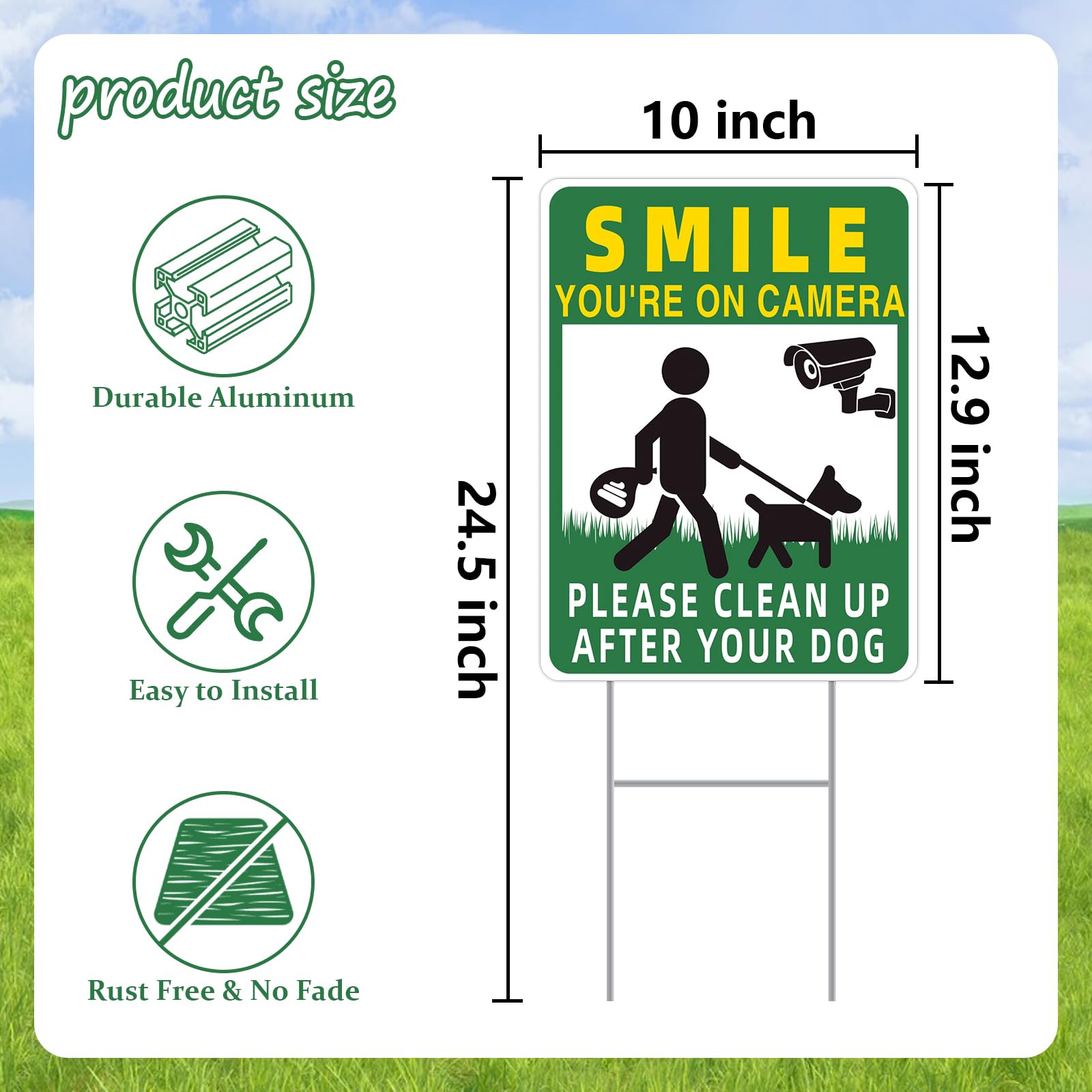 GXGGUS Dog sign on stake with weatherproof materials withstands sun and rain.
