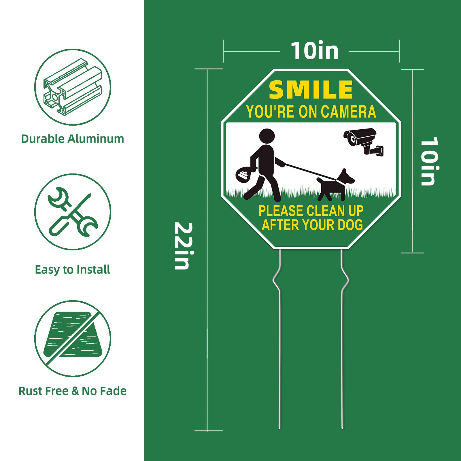 GXGGUS clean-up signs double-sided 10x10 for visibility from both directions.