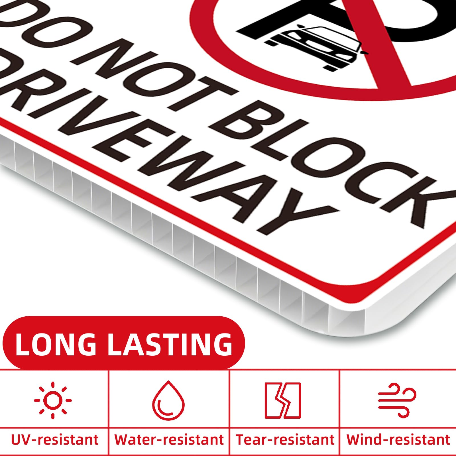 GXGGUS Do Not Block Driveway Sign 14x10 with H-stake improves visibility day and night.