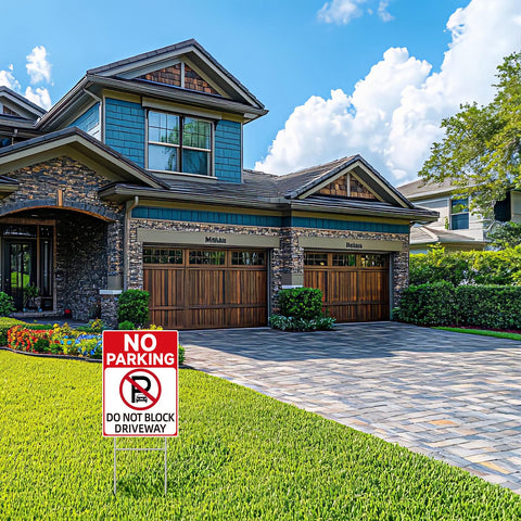 GXGGUS Do Not Block Driveway Sign set protects access in apartment complexes.