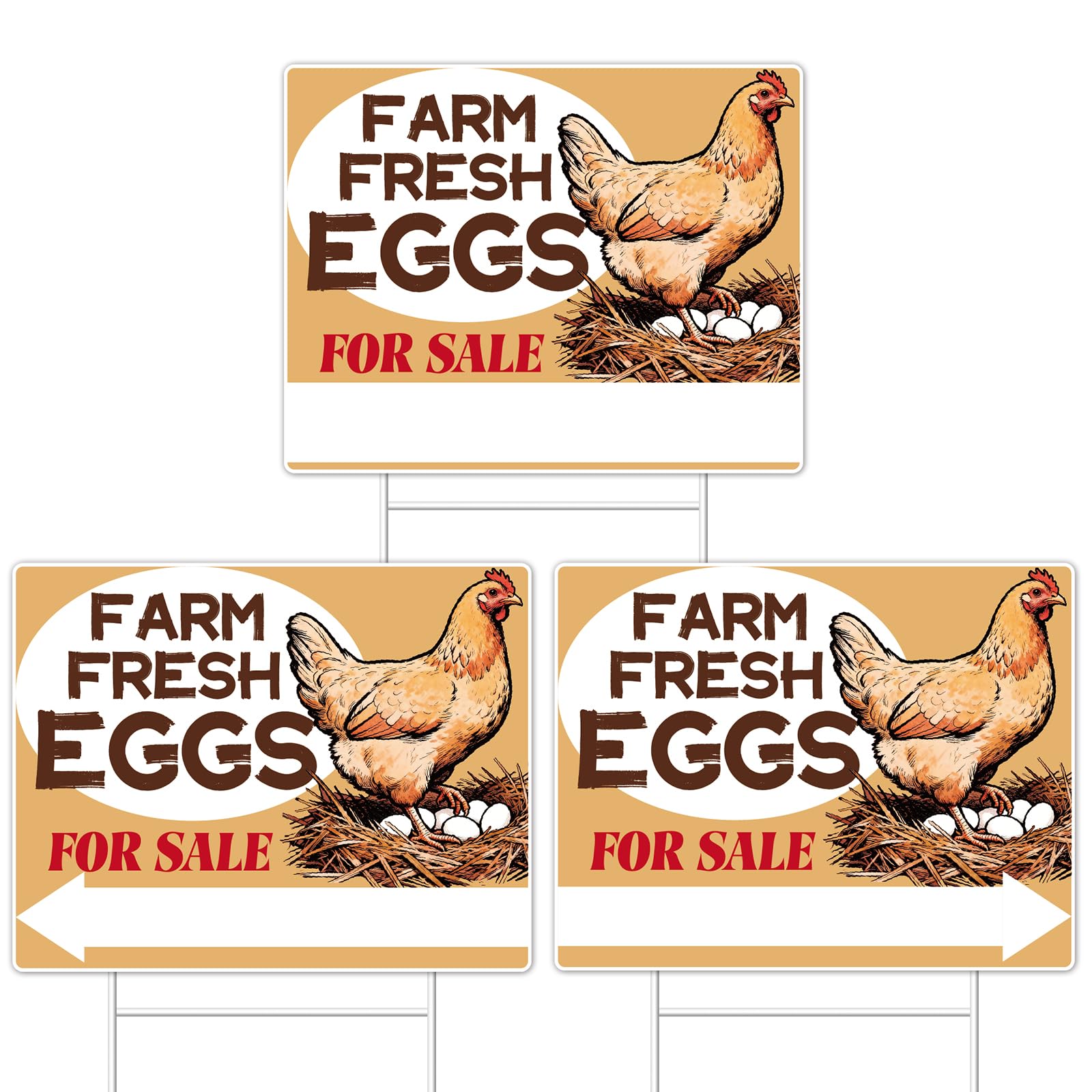 GXGGUS Farm Fresh Eggs sign, 14x11 dual-sided panel for durable outdoor visibility.
