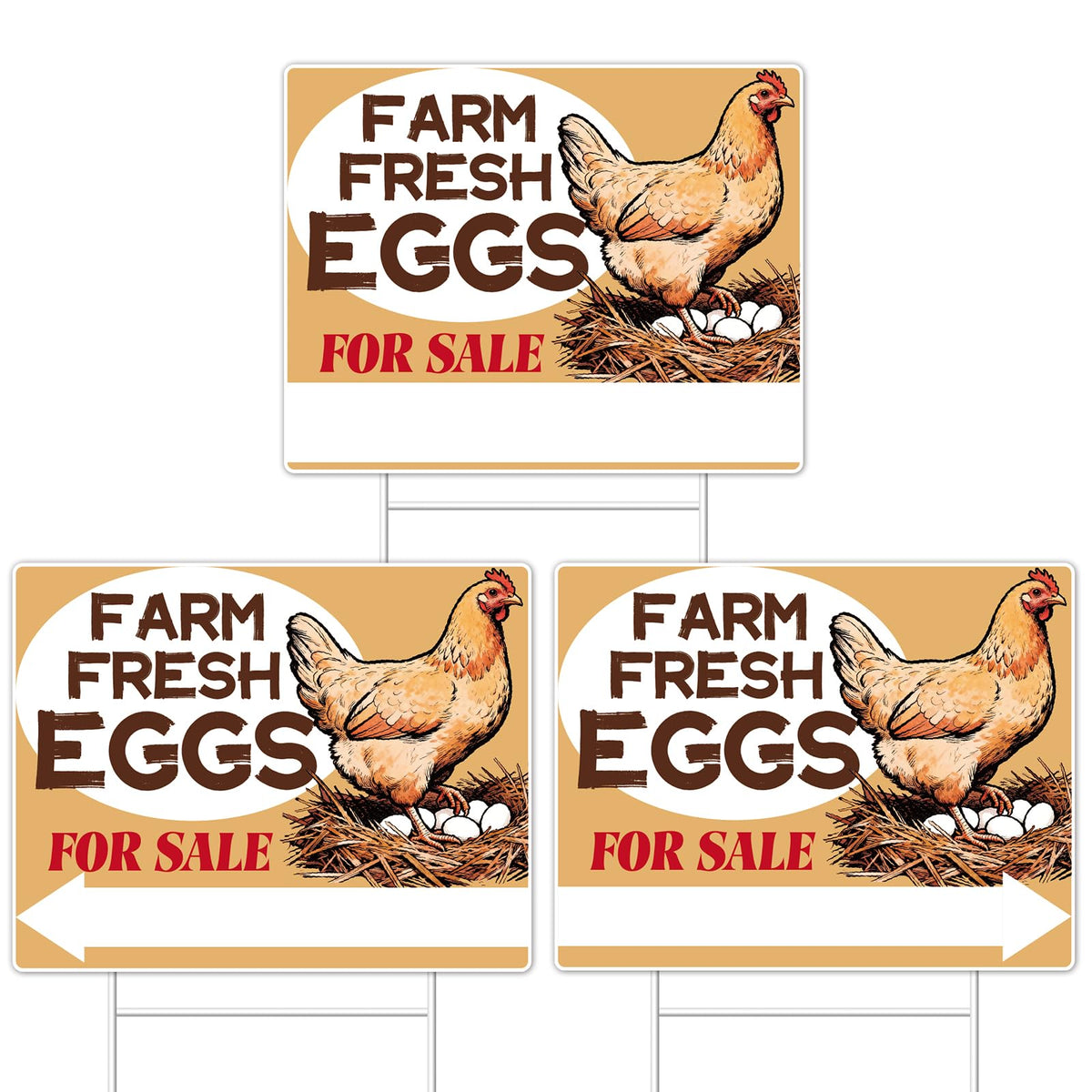 GXGGUS Farm Fresh Eggs sign, 14x11 dual-sided panel for durable outdoor visibility.