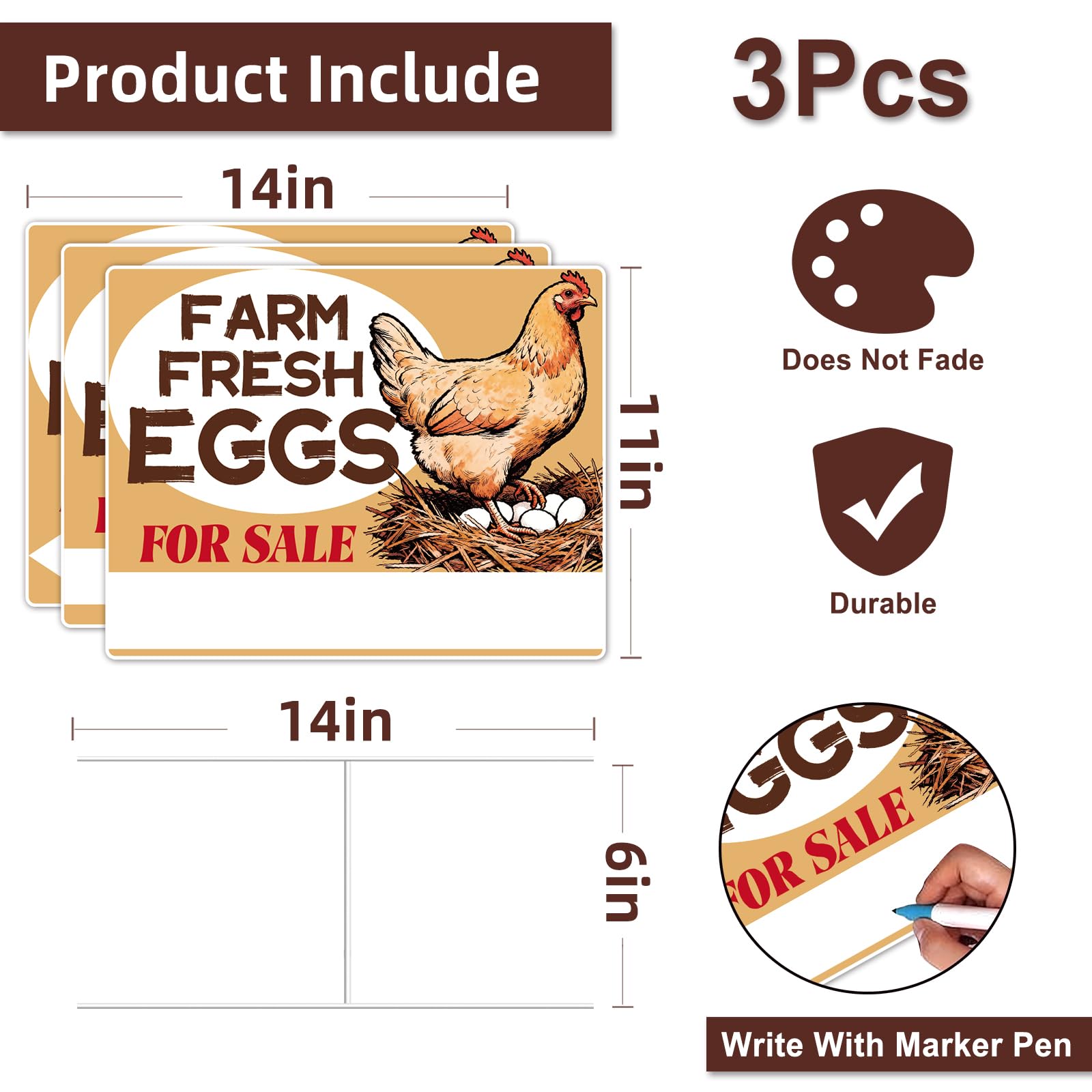 GXGGUS Farm Fresh Eggs sign emphasizes readability in daylight for roadside appeal.