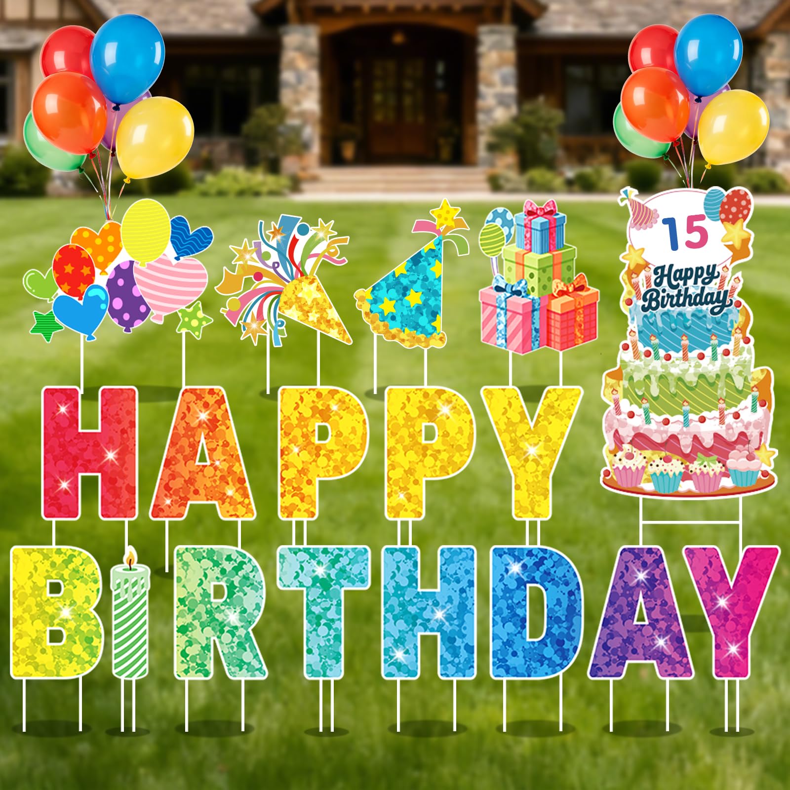 GXGGUS Happy Birthday letters sign for outdoor use to brighten your yard celebration