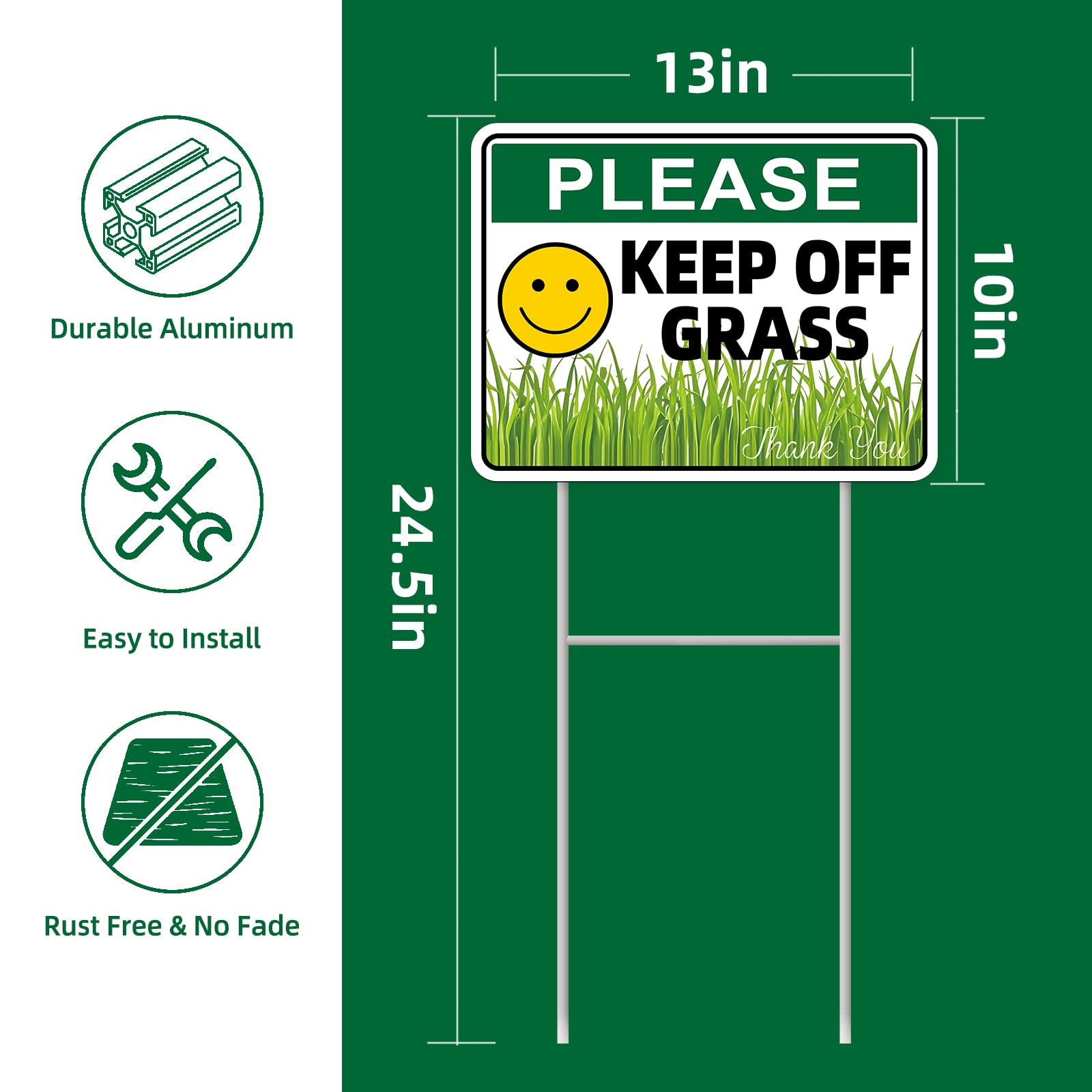 GXGGUS Keep Off Grass sign 2-pack back view showing double-sided messaging
