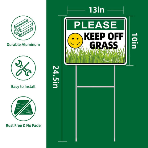 GXGGUS Keep Off Grass sign 2-pack back view showing double-sided messaging