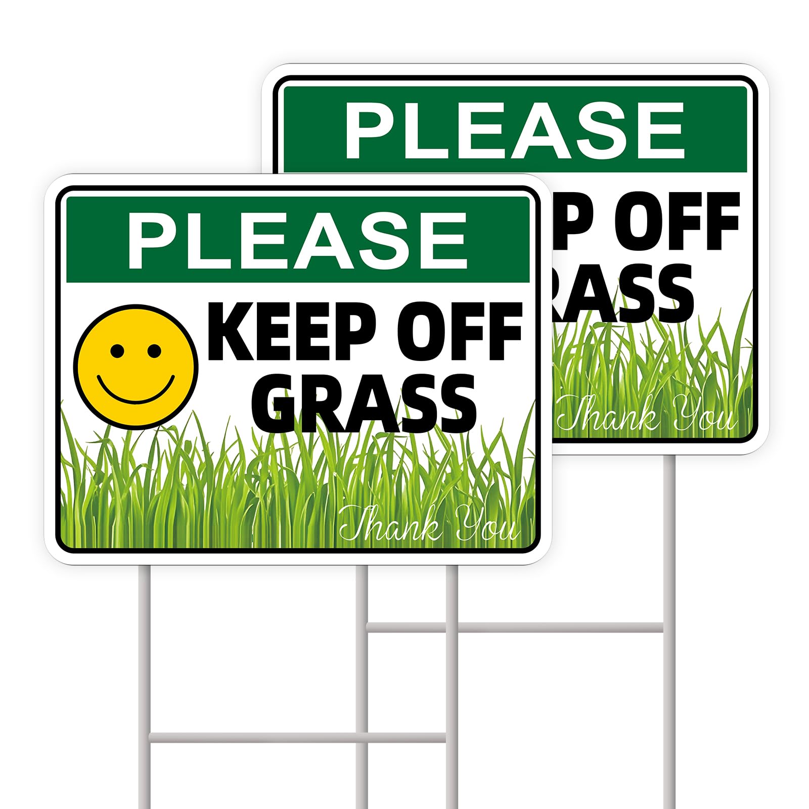 GXGGUS Keep Off Grass sign 2-pack front view for high-visibility yard messaging