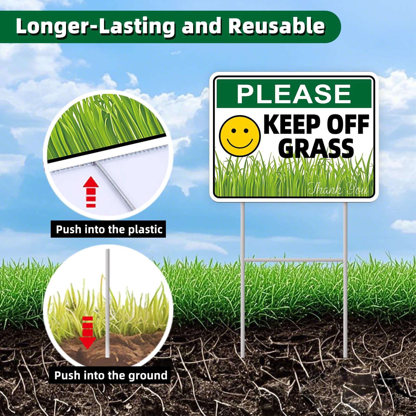 GXGGUS Keep Off Grass sign double-sided design for two-way visibility