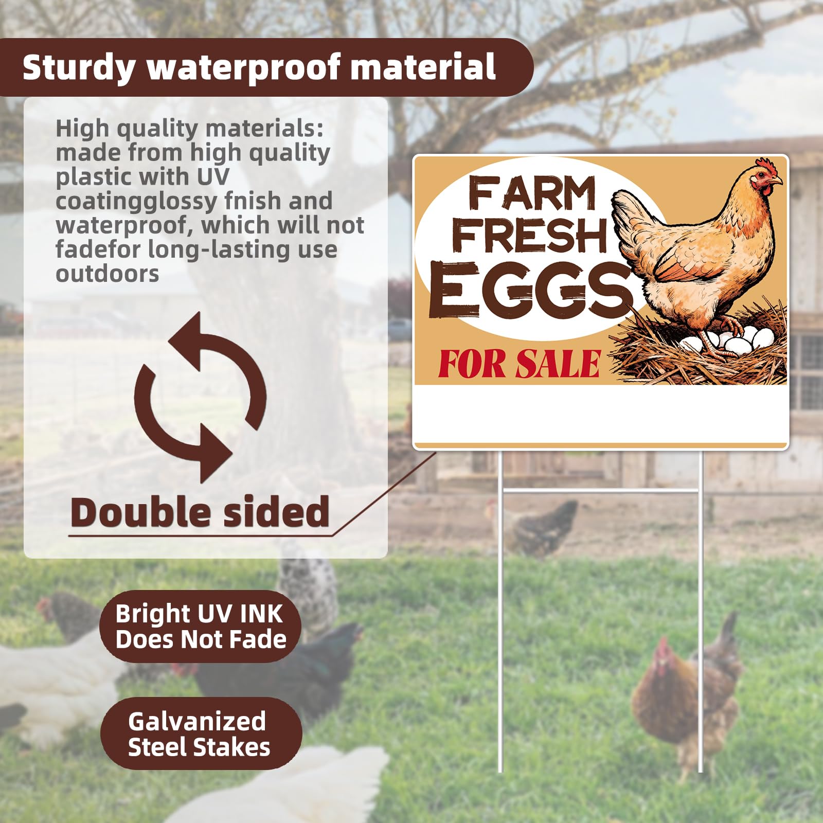 GXGGUS 14-inch metal stake provides sturdy ground placement for signs.