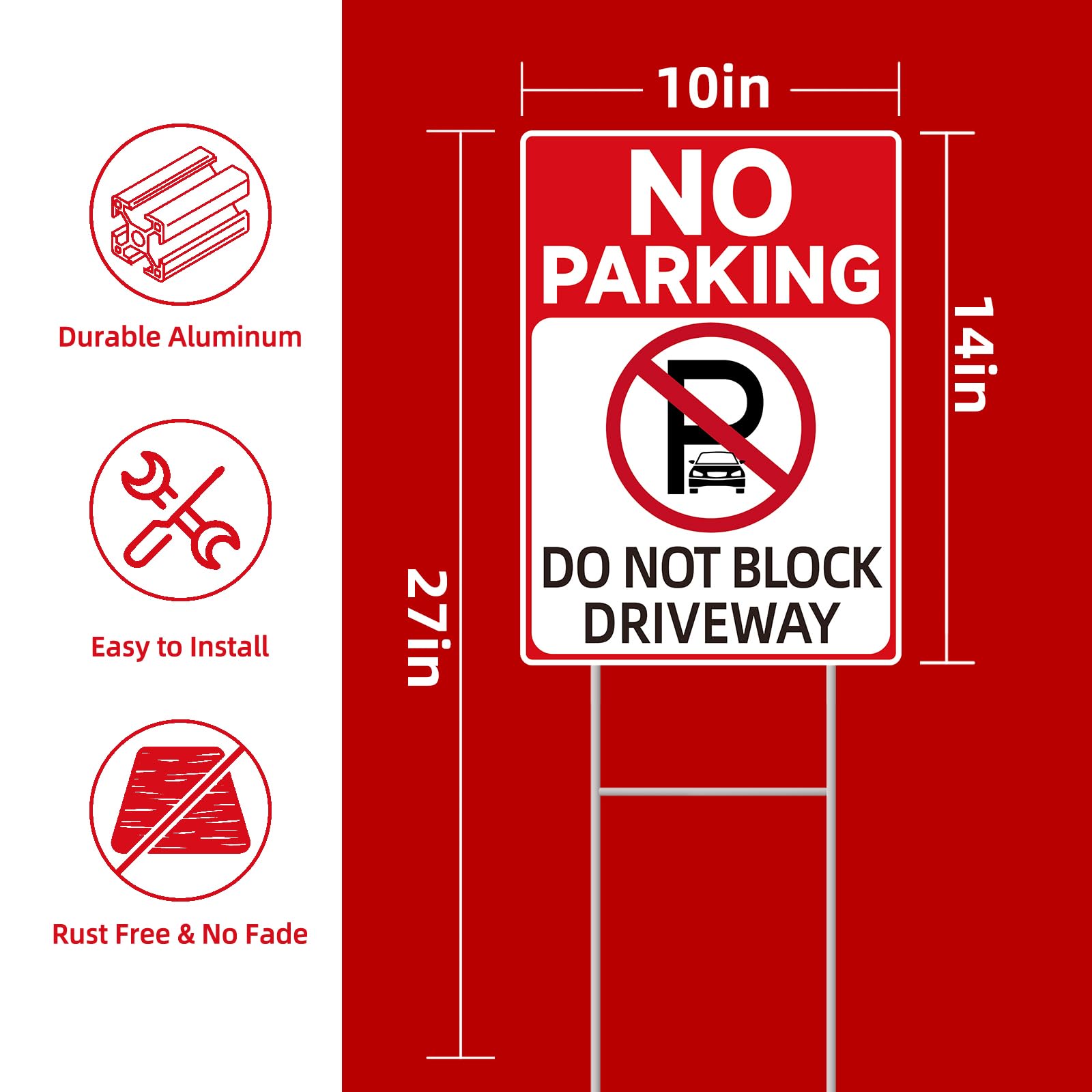 GXGGUS No Parking Signs two-pack for driveways, durable weatherproof corrugated plastic.