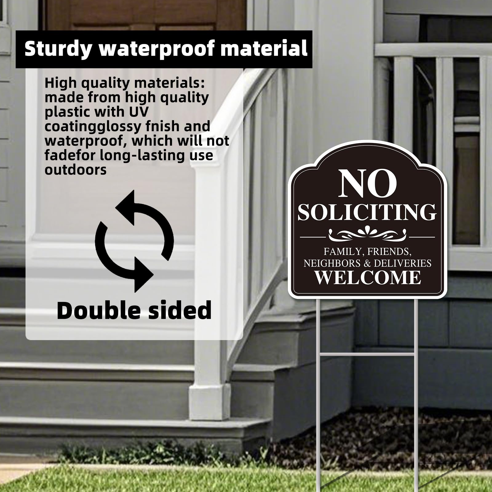 GXGGUS No Soliciting Sign easy installation by pushing the stake into the ground