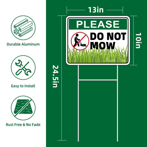 GXGGUS Please Do Not Mow sign, back view, doubles visibility from both sides for yards.