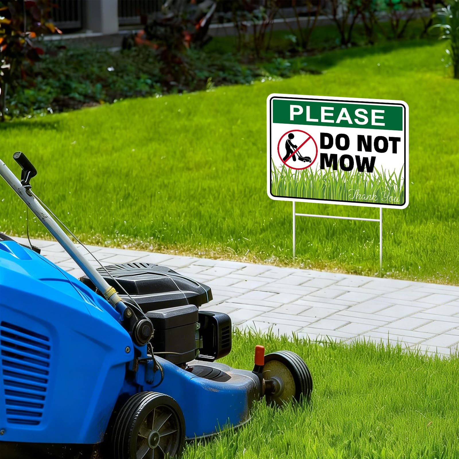 GXGGUS Please Do Not Mow sign, h-stake included, easy to insert into soil for quick setup.