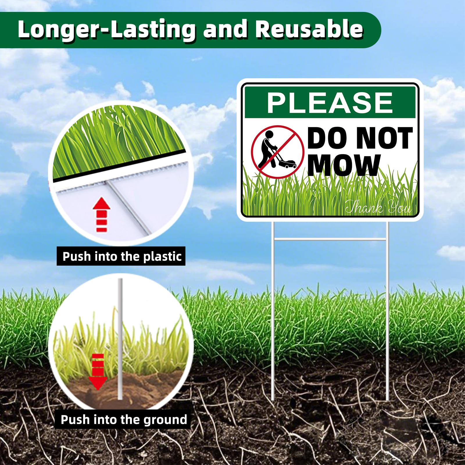 GXGGUS Two-pack no-mow signs, convenient for marking multiple zones in your landscape.