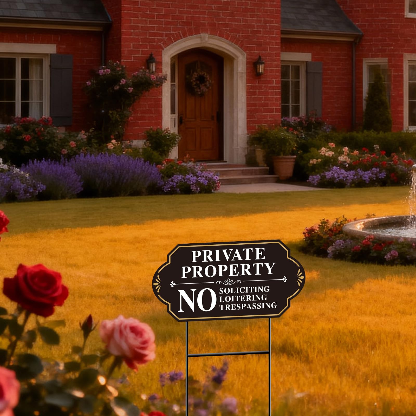 GXGGUS Double-sided sign communicates No Soliciting from all angles.