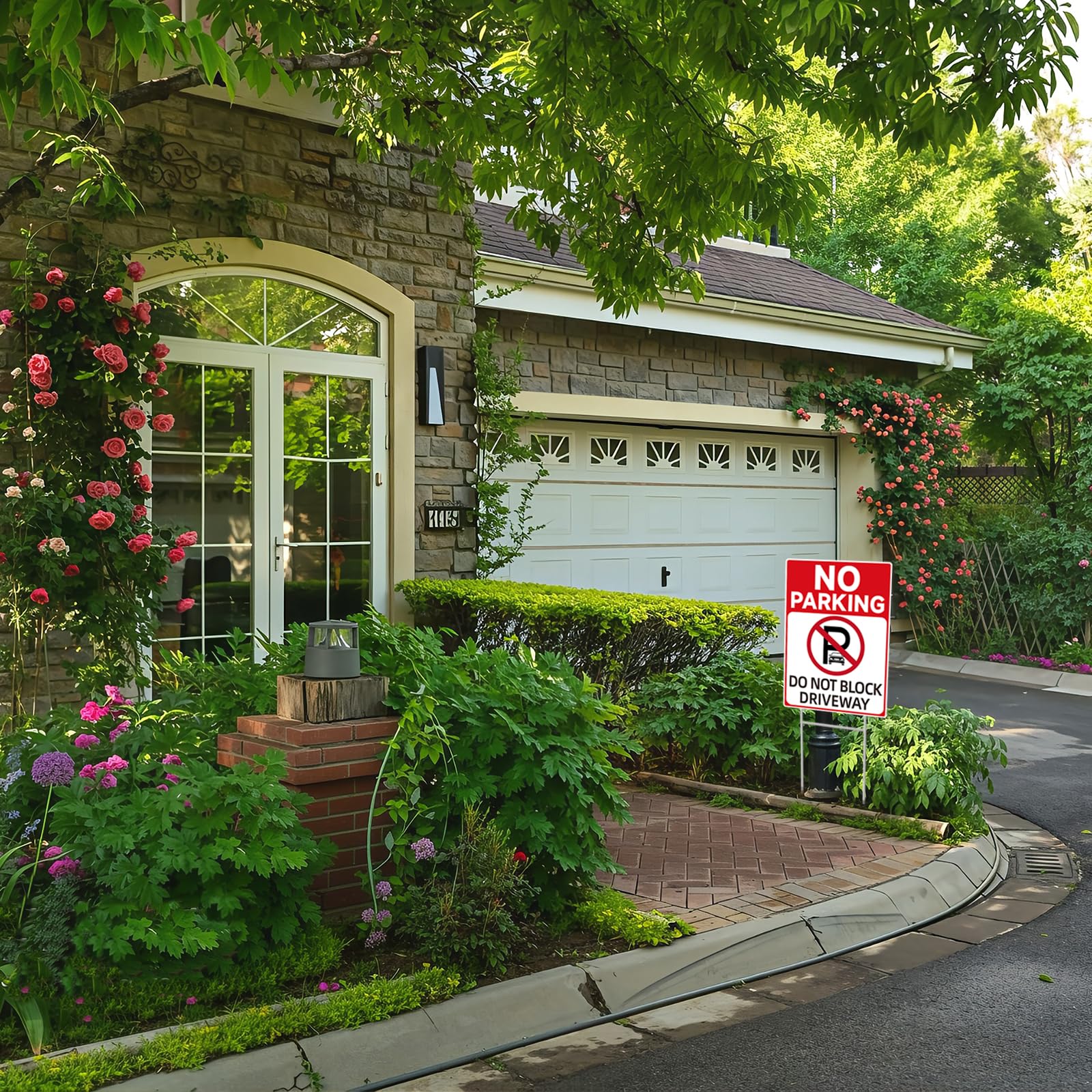 GXGGUS Weatherproof driveway sign with stakes withstands rain and sun for long-term use.
